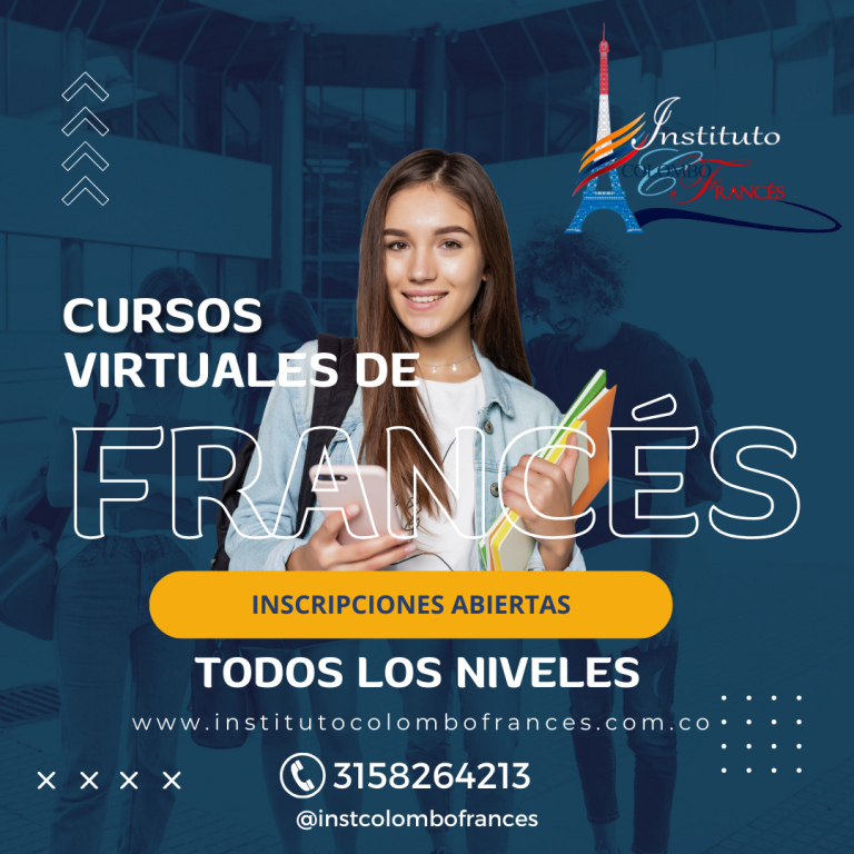 Post de Instagram curso de inglés moderno azul